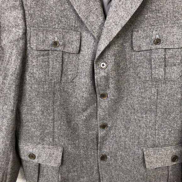 Calvin Klein Blazer Mens 44R Wool Blend Military 4 Pocket Button Jacket Utility - Picture 14 of 16
